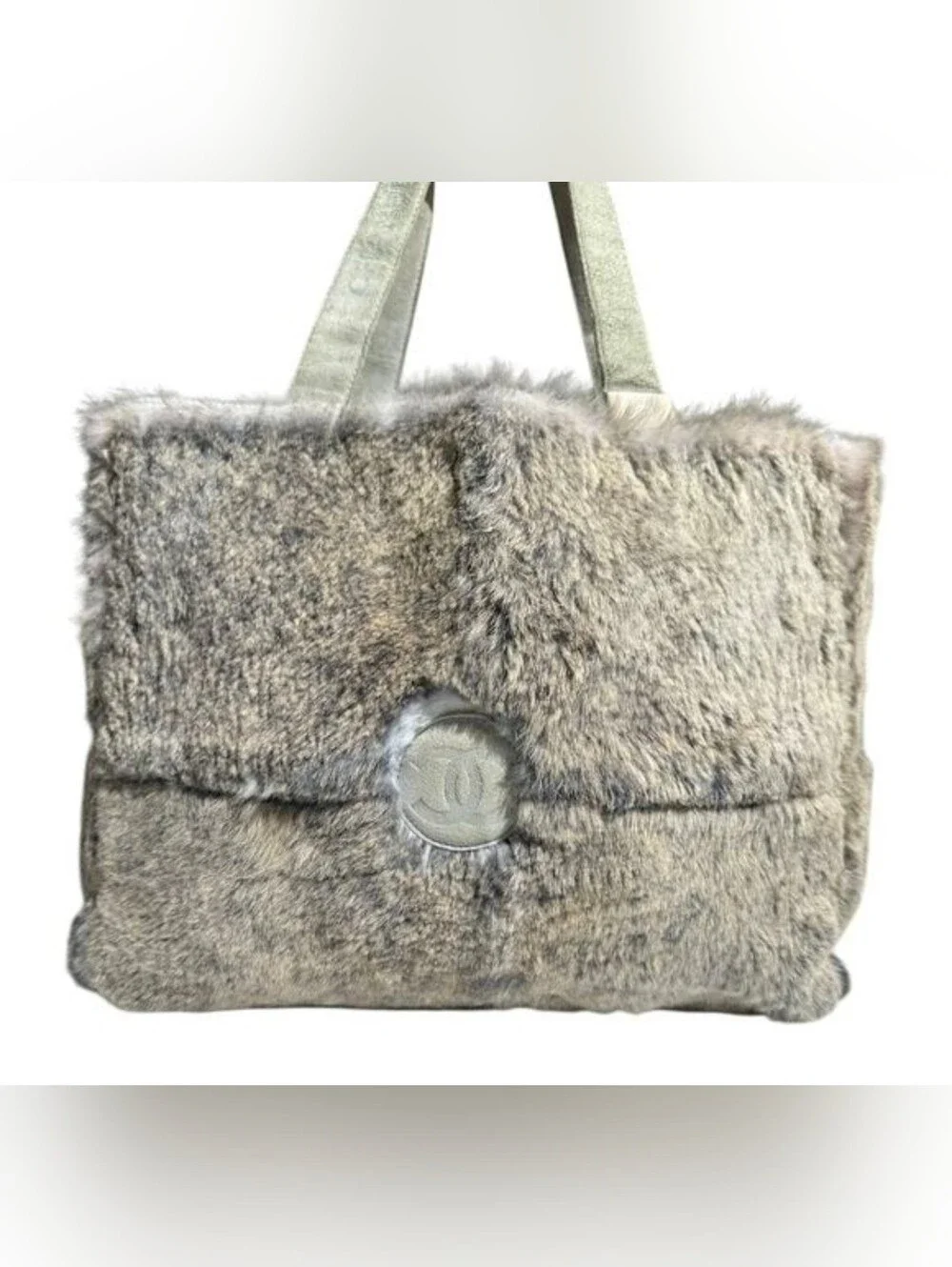 CHANEL Rabbit Orylag Fur Tote